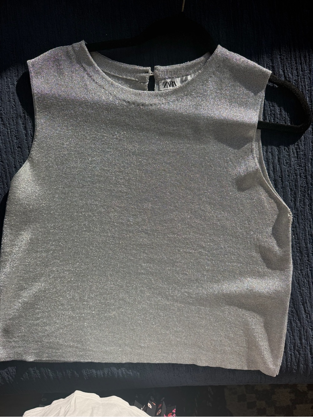 Zara Metallic Silver Sleeveless Tank